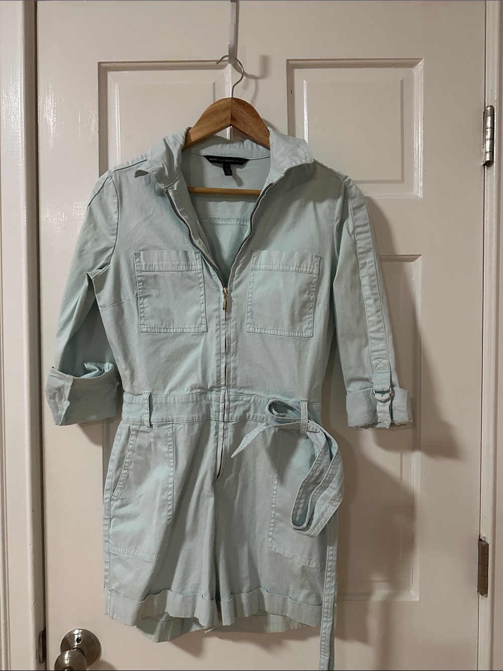 White House Black Market Mint Zip-Front Utility Romper